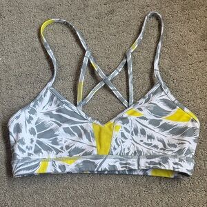 All Goddess Bra Gray White Yellow Palm Print super rare XS